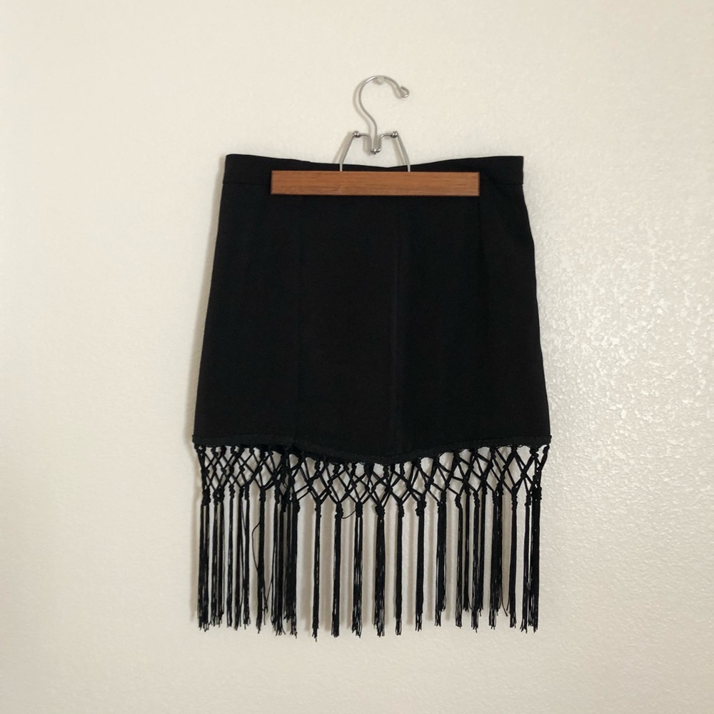Black Fringe Skirt Miss Me